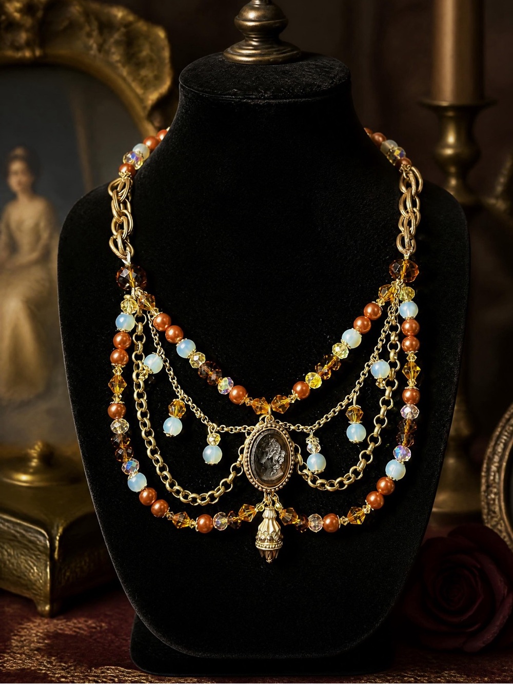 Drops 10/3 ✨ “The Amber Heiress” Hand Crafted Artisan Statement necklace
